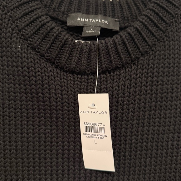 Ann Taylor Women's Black Textured Sweater Shell - Picture 3 of 4